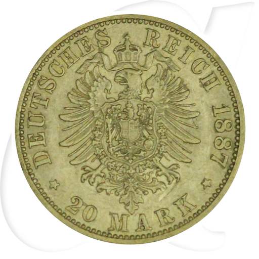 Deutschland 20 Mark Gold 1887 A ss-vz Preussen Wilhelm I. Münzen-Wertseite