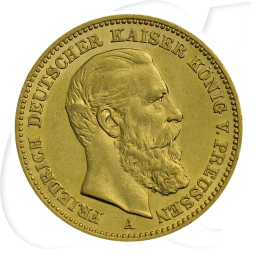Deutschland Preussen 20 Mark Gold 1888 A ss-vz Friedrich III.