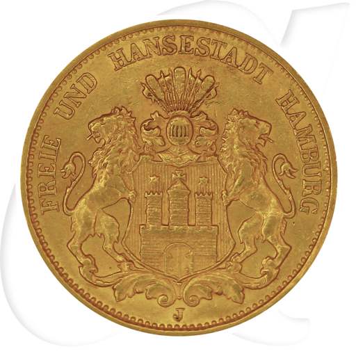 Deutschland Hamburg 20 Mark Gold 1899 J ss-vz Münzen-Bildseite