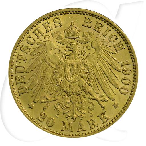 Deutschland Preussen 20 Mark Gold 1900 A vz Wilhelm II. Münzen-Wertseite