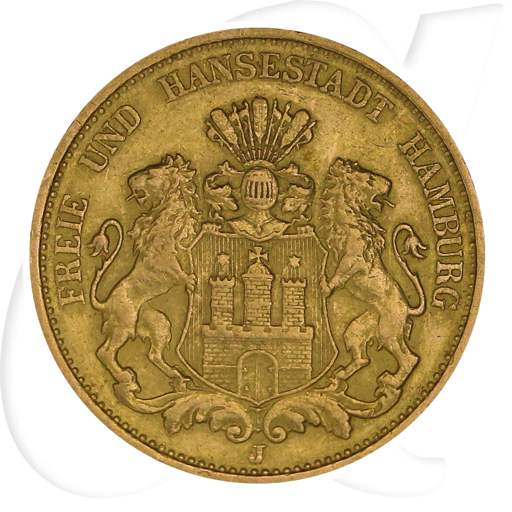 Deutschland Hamburg 20 Mark Gold 1900 ss Wappen