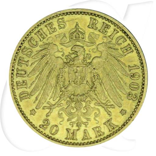 Deutschland Preussen 20 Mark Gold 1903 A ss-vz Wilhelm II.