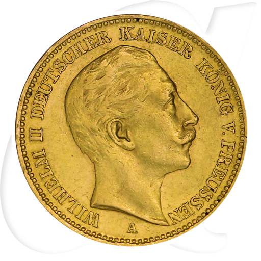 Deutschland Preussen 20 Mark Gold 1905 A ss-vz Wilhelm II.