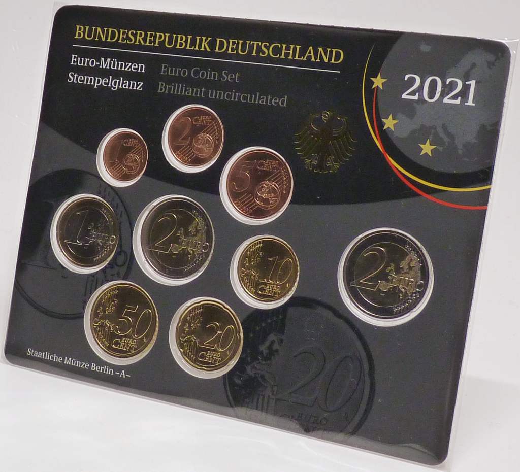 Deutschland 2021 stempelglanz Kursmünzensatz Prägestätte Berlin A OVP