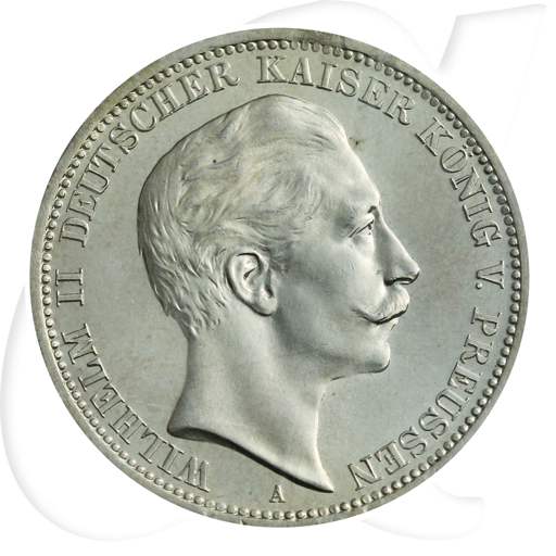 Deutschland Preussen 3 Mark 1908 vz-st Wilhelm II. Münzen-Bildseite