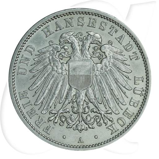 Deutschland Lübeck 3 Mark 1910 ss Wappen Münzen-Bildseite