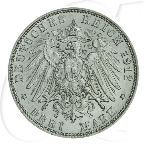Deutschland Hamburg 3 Mark 1912 vz Wappen Münzen-Wertseite