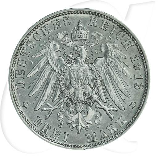 Deutschland Bayern 3 Mark 1913 ss-vz Otto Münzen-Wertseite