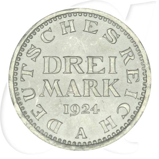 Weimarer Republik 3 Mark 1924 A prägefrisch/st Kursmünze Münzen-Bildseite