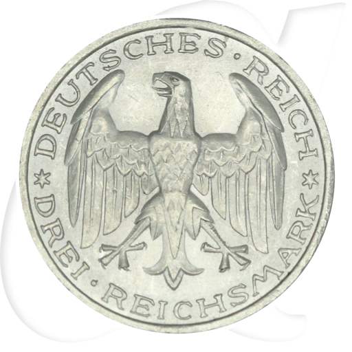 Weimarer Republik 3 Mark 1927 A vz-st Uni Marburg Münzen-Wertseite