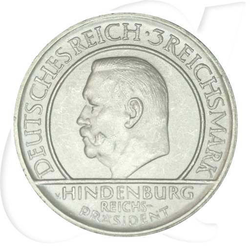 Weimarer Republik 3 Mark 1929 D prägefrich/st Verfassung Schwurhand Münzen-Bildseite