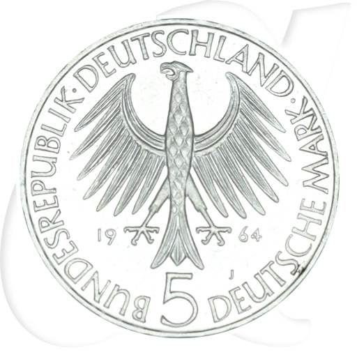BRD 5 DM 1964 J Johann Gottlieb Fichte vz Münzen-Wertseite