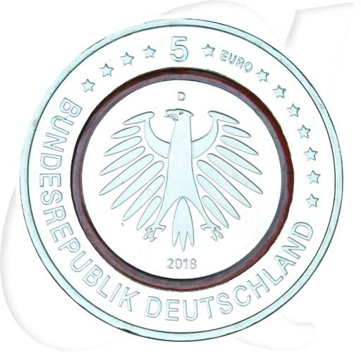 Deutschland 5 Euro 2018 D (München) Subtropische Zone st/prägefrisch Münzen-Wertseite