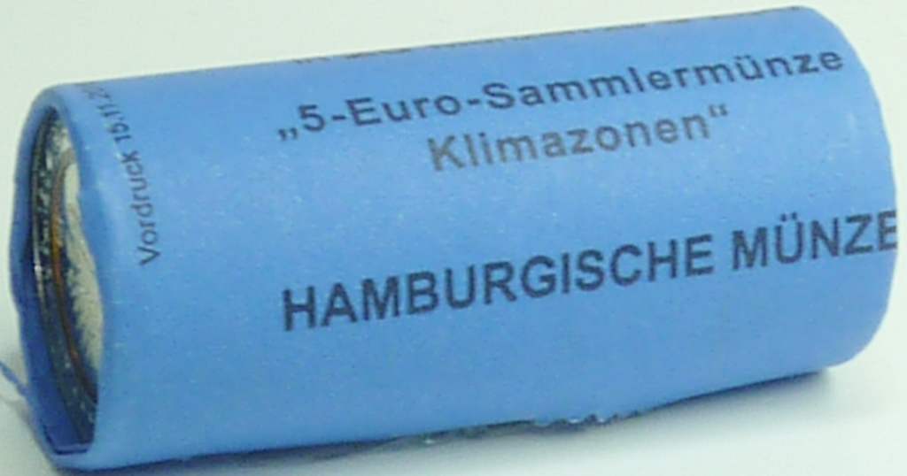 Deutschland 5 Euro 2018 J (Hamburg) Subtropische Zone Originalrolle OVP