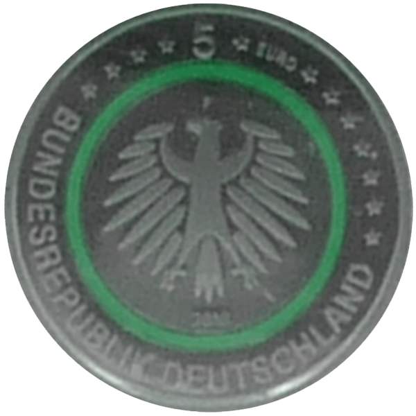 Deutschland 5 Euro 2019 J (Hamburg) PP (Spgl) OVP Gemäßigte Zone grüner Ring