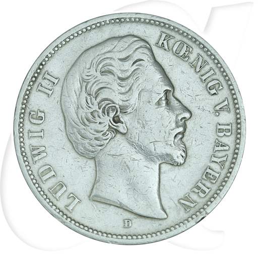 Deutschland Bayern 5 Mark 1874 ss König Ludwig II. Münzen-Bildseite