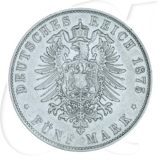 Deutschland Bayern 5 Mark 1875 ss König Ludwig II. Münzen-Wertseite