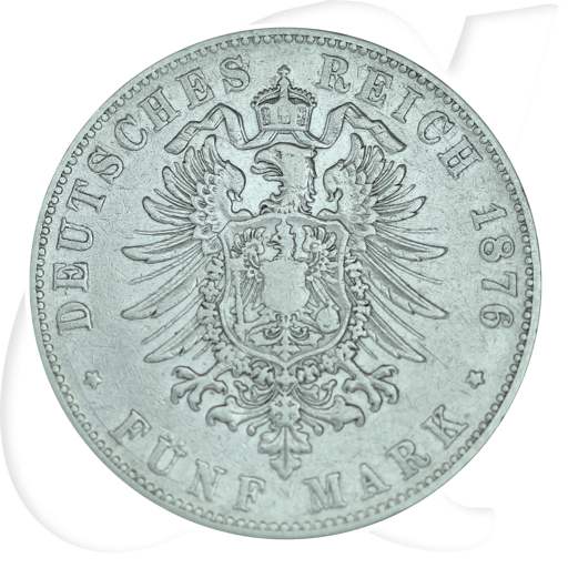 Deutschland Baden 5 Mark 1876 fast ss Friedrich I. Münzen-Wertseite