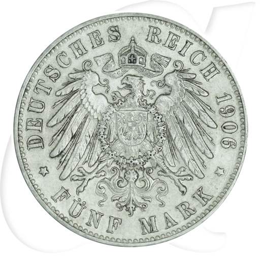 Deutschland Bremen 5 Mark 1906 ss-vz Kratzer Wappen Münzen-Wertseite