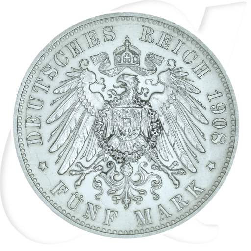 Deutschland Württemberg 5 Mark 1908 vz Wilhelm II.