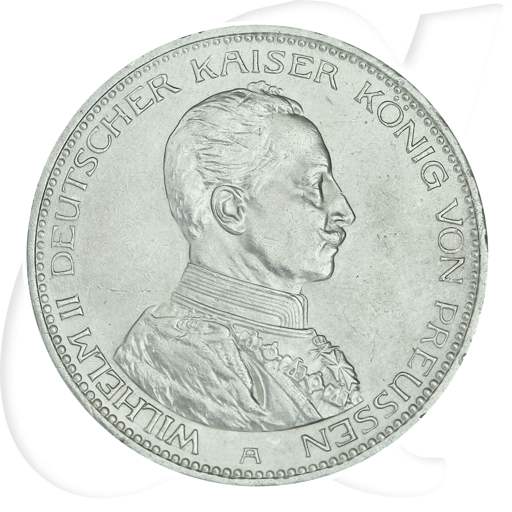 Deutschland Preussen 5 Mark 1914 vz-st Wilhelm II. in Uniform Münzen-Bildseite