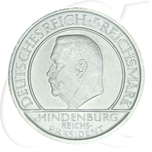 Weimarer Republik 5 Mark 1929 A vz-st Hindenburg Schwurhand Verfassung Münzen-Bildseite