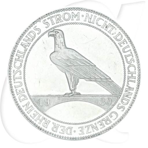 Weimarer Republik 5 Mark 1930 J vz+ Rheinlandräumung Münzen-Bildseite