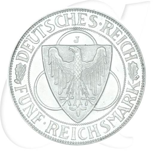 Weimarer Republik 5 Mark 1930 J vz+ Rheinlandräumung Münzen-Wertseite