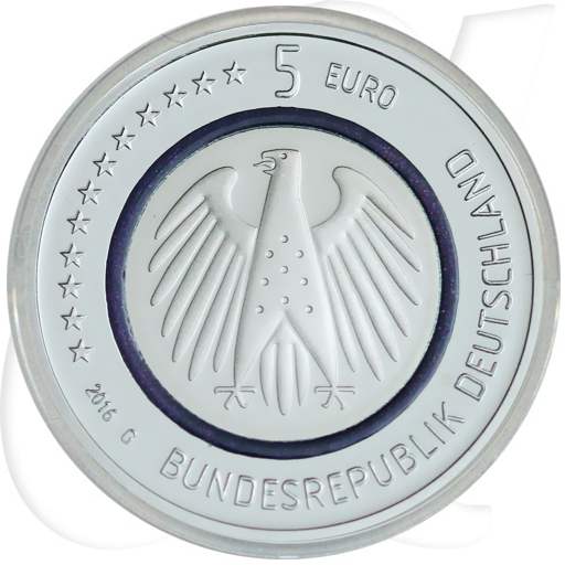 Deutschland Blauer Ring 2016 5 Euro Planet Erde Münzen-Wertseite