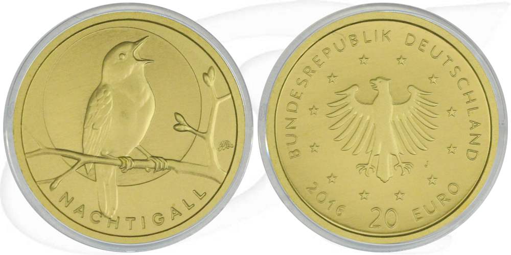 BRD 20 Euro 2016 J st/OVP Gold Heimische Vögel - Die Nachtigall