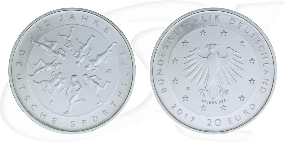 BRD 20 Euro Silber 2017 D st 50 Jahre Deutsche Sporthilfe