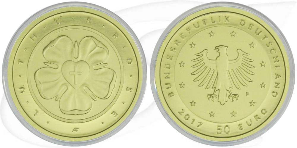 BRD 50 Euro 2017 F st/OVP Gold 500 Jahre Reformation - Lutherrose
