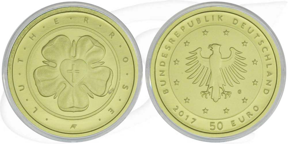 BRD 50 Euro 2017 G st/OVP Gold 500 Jahre Reformation - Lutherrose