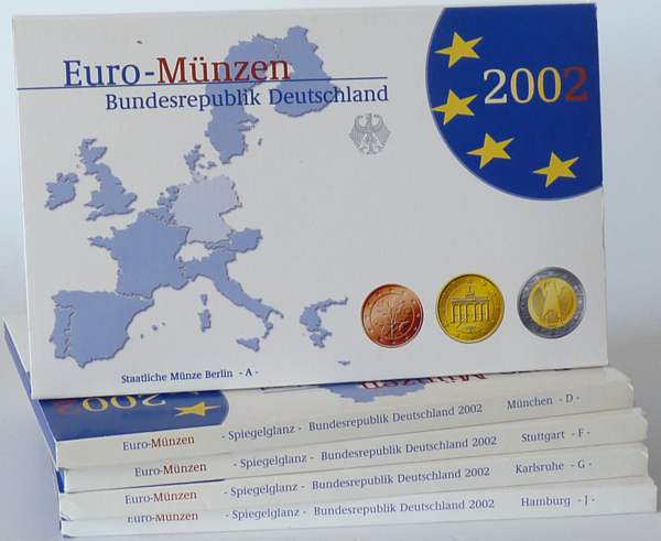 BRD Kursmünzensatz PP (Spgl) OVP 2002 ADFGJ komplett