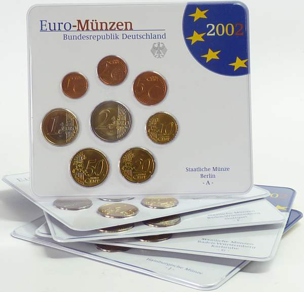 BRD Kursmünzensatz 2002 ADFGJ komplett st OVP
