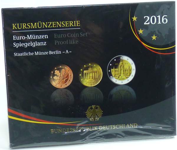 BRD Kursmünzensatz 2016 A PP (Spgl) OVP zu nominell 5,88 Euro