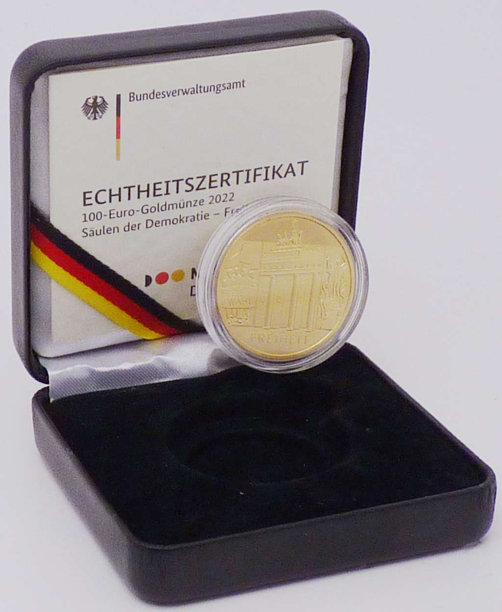 Deutschland Gold 2022 Freiheit 100 Euro Säulen Demokratie OVP