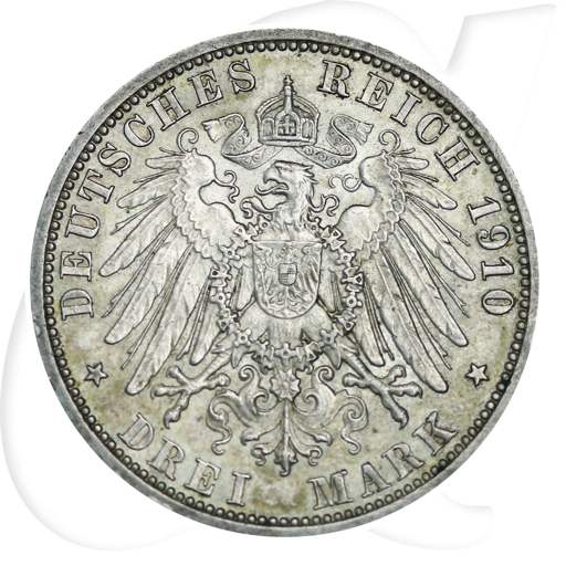 Deutschland Sachsen-Weimar-Eisenach 3 Mark 1910 vz ungereinigt Hochzeit