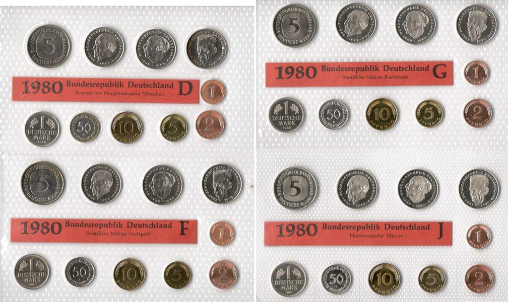 Deutschland Kursmünzensatz 1980 OVP