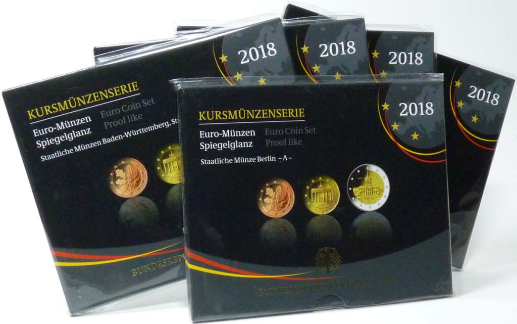 BRD Kursmünzensatz 2018 ADFGJ komplett Spiegelglanz (PP) OVP Blister