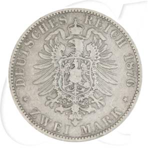 Deutsches Kaiserreich - Preussen 2 Mark 1876 A s-ss Kaiser Wilhelm I. Münzen-Wertseite