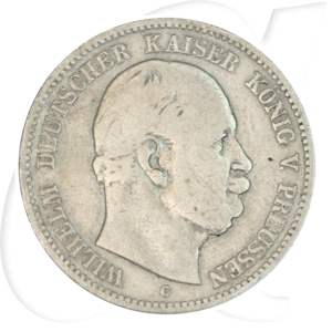 Deutschland Preussen 2 Mark 1876 C s Wilhelm I.