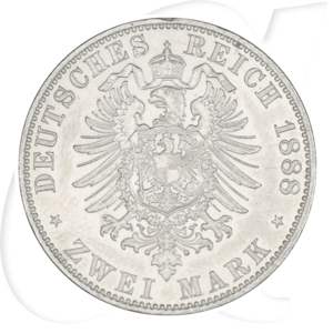Deutsches Kaiserreich - Preussen 2 Mark 1888 A vz Henkelspur Friedrich III. Münzen-Wertseite