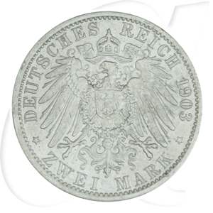 Deutsches Kaiserreich - Preussen 2 Mark 1903 A ss Kaiser Wilhelm II. Münzen-Wertseite