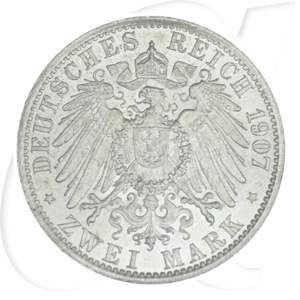 Deutsches Kaiserreich - Preussen 2 Mark 1907 A vz Kaiser Wilhelm II. Münzen-Wertseite