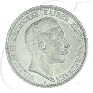 Deutsches Kaiserreich - Preussen 2 Mark 1908 A vz Kaiser Wilhelm II. Münzen-Bildseite