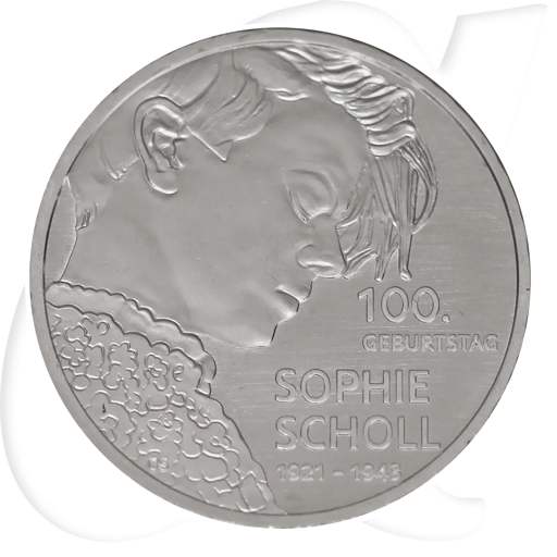 Deutschland Scholl 20 Euro 2021 Sophie 100 Geburtstag Münzen-Bildseite