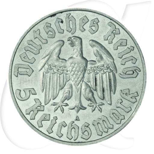 Drittes Reich 5 RM 1933 A ss-vz 450. Geburtstag Martin Luther Münzen-Wertseite