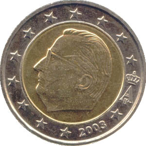 Belgien 2 Euro Kursmünze Umlaufmünze 2003 Bildseite