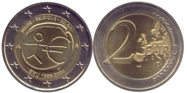 Belgien 2 Euro 2009 10 Jahre Währungsunion WWU / EWU st Blister OVP